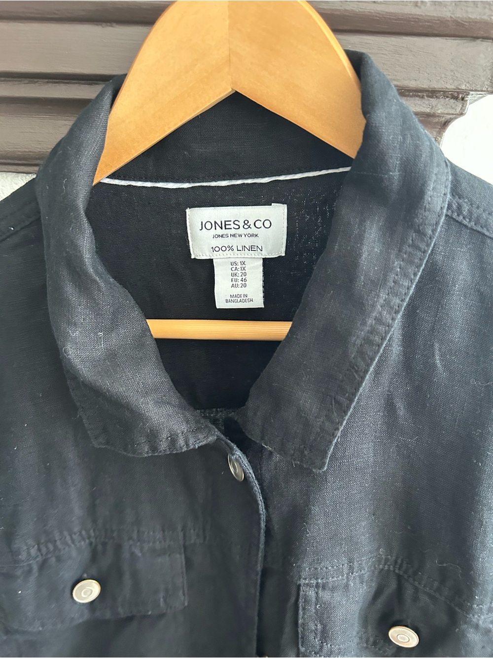 Jones New York Black Linen Shirt Jacket Size 1X